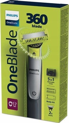 Trimmer Philips OneBlade 360 Face + Body QP2834/23, i rikarikueshëm, për fytyrë dhe trup, jeshil
