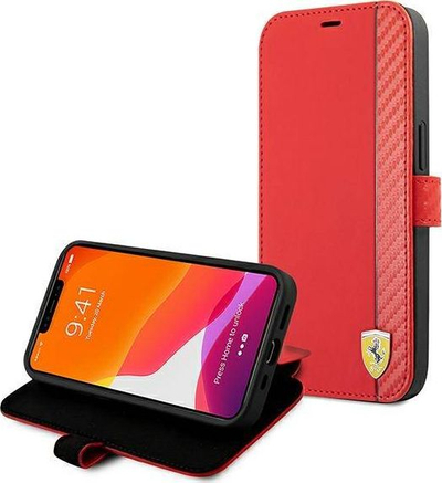 Këllëf libri Ferrari On Track për iPhone 13 6.1", me kapak, i kuq
