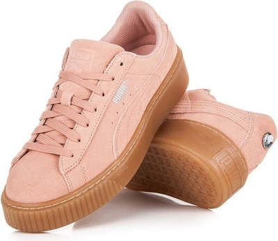 Atlete Puma Suede Platform Jewel Jr 365131 01, platformë e lartë, suede, rozë