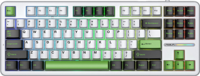 Tastierë mekanike wireless AULA F87, 75% TKL, switch Greywood, RGB, ngjyrë krem
