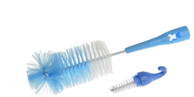 Set furçash Akuku për biberonë e shishe, 2 copë, plastike, blu