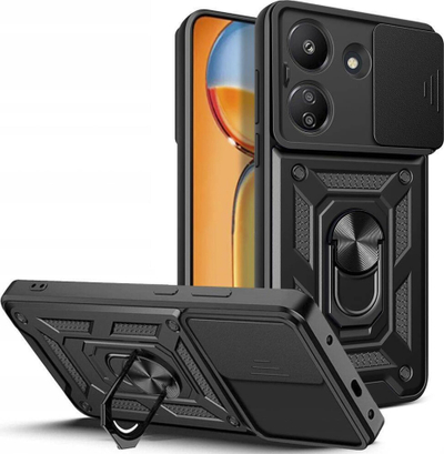Mbulesë telefoni Tech-Protect Camshield Pro për Xiaomi Redmi 13C Poco C65, rrip 360°, mbrojtje kamere, e zezë