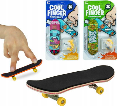 Lodër skateboard për gishta Cool Finger, fingerboard, për kalamaj mbi 3 vjeç, shumëngjyrëshe