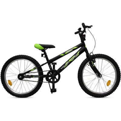 Biçikletë për kalamaj Enero Young Rider 20", çelik, fren V-Brake, e zezë me jeshile
