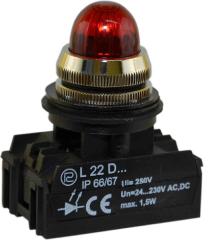Llambë sinjalizuese Promet 24 - 230 V, 22 mm, e kuqe