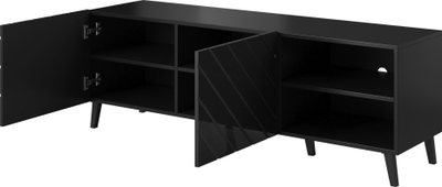 Komodë TV Bed Meble Abeto, 150x42x52cm, MDF, e zezë