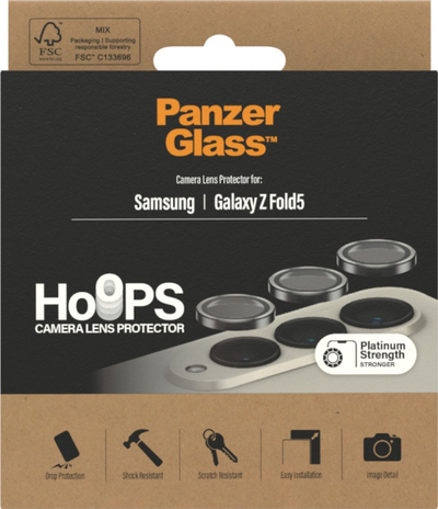 Mbrojtës unazash kamere PanzerGlass Hoops për Samsung Galaxy Z Fold5, xham i fortë, rezistent ndaj gërvishtjeve, i zi