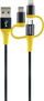 Kabllo USB Schwaiger WKUU310511, USB A në USB C microUSB Lightning, 1.2m, e zezë e verdhë