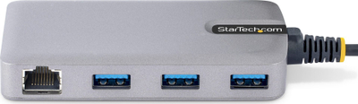HUB USB StarTech.com me 3 porta, USB 3.0 5Gbps, Gigabit Ethernet, gri