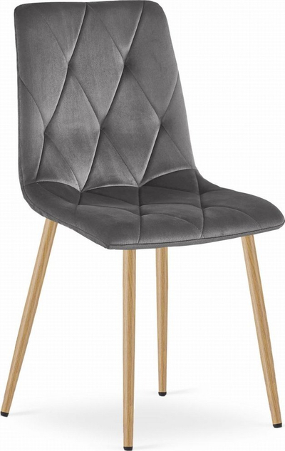 Set karrigesh Oskar Modernity Gray, kadife gri e errët, këmbë ngjyrë druri