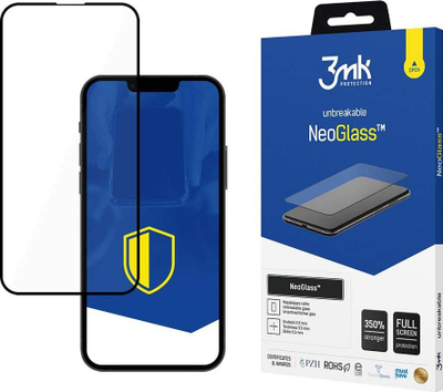 Mbrojtës ekrani 3mk NeoGlass 8H për iPhone 13 dhe 13 Pro, full cover, me kornizë të zezë