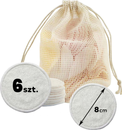 Diskë pastrimi fytyre Ecarla Ak01, bambu, set 6 copë, e bardhë