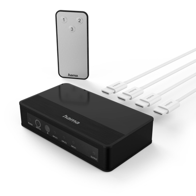 Shpërndarës sinjali me telekomandë Hama 4k-HDMI™3x1, i zi