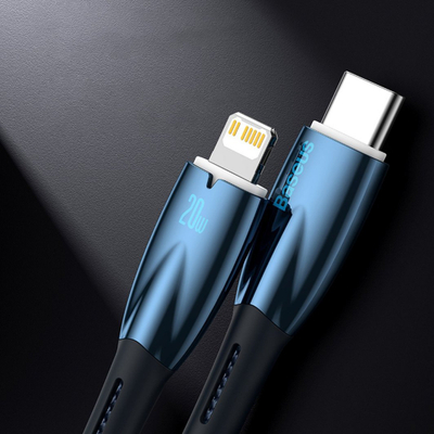 Kabllo Baseus Glimmer USB C në Lightning, 2 m, 20W, e zezë