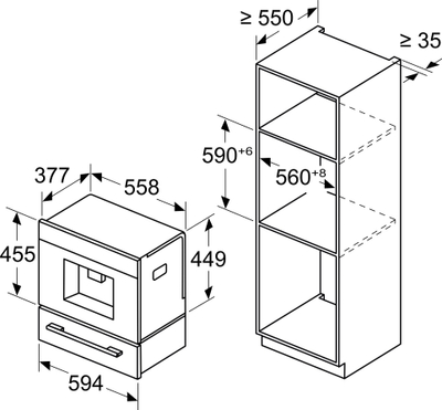 Qendër kafeje e integrueshme Bosch Series 8 CTL7181B0, automatike, Pro 2 Cup, e zezë