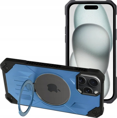 Këllëf Armor Mag për iPhone 15 Plus, i shkon MagSafe, me unazë mbajtëse, blu