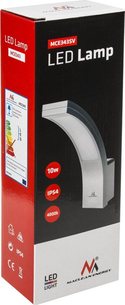 Lampë muri LED Maclean MCE343 SV, 800lm, IP54, ngjyrë argjendi