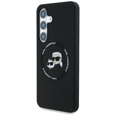 Kllëf telefoni Karl Lagerfeld Liquid Silicone K&amp;CH Heads MagSafe, për Samsung Galaxy S25, silikon i lëngshëm, i zi