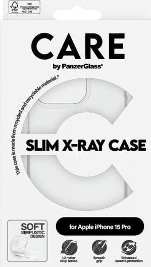 Mbrojtëse telefoni Slim X-Ray për Apple iPhone 15 Pro, plastikë e ricikluar, që s’e ha kollaj goditja, transparente