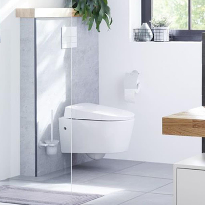 Mbajtëse letre tualeti Home24 Apollo, me kapak, për mur, e bardhë