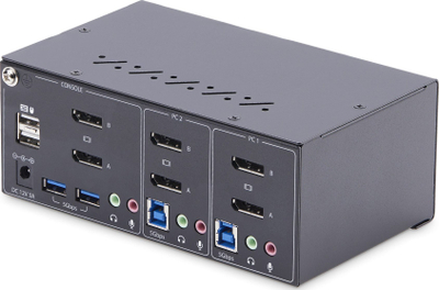 Switch KVM StarTech 2 porta, Dual Monitor DisplayPort, 4K 60Hz, USB 5Gbps, i zi
