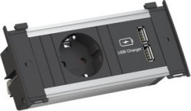 Prizë tavoline Bachmann Kapsa 927.201, 1x Schuko, 1x USB Charger XS, e zezë