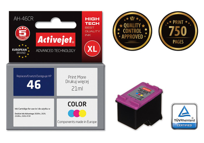 Ngjyrë për printer Activejet AH-46CR (zëvendësim për HP 46 CZ638AA), 35 ml, e kaltër / vjollcë /  e verdhë