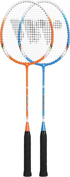 Set raketa badminton WISH Alumtec 330K, 2 copë, çelik alumin, blu dhe portokalli