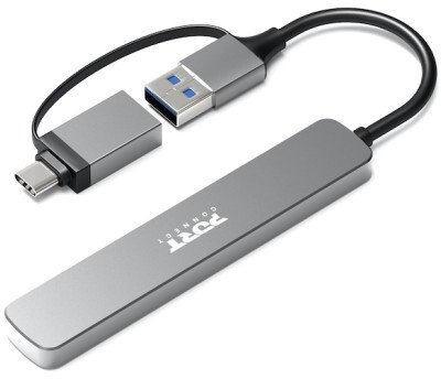 Хаб Port Designs 900161, 4 USB 3.0 порти, со USB C адаптер, сребрен
