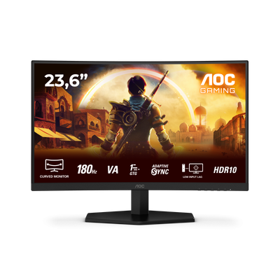Monitor gaming AOC G4 C24G42E, 23.6", Full HD, 180Hz, i zi e kuqe