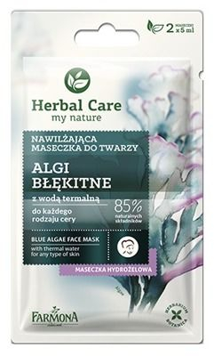 Maskë hidratuese për fytyrë Farmona Herbal Care me alga blu, 2 x 5 ml