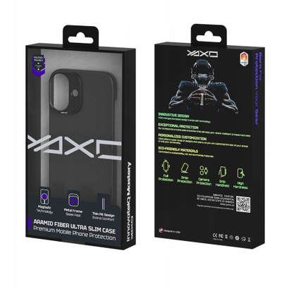 Këllëf telefoni YAXO Aramid Fiber ultra i hollë për iPhone 17, MagSafe, i zi