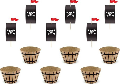 Set dekorimi për muffin Pirate, 18 pjesë, për 6 muffin ose cupcake