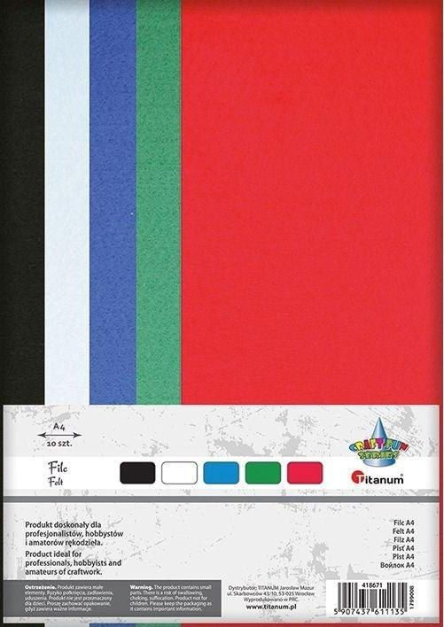 Set pëlhurë filci Titanum Felt A4, 10 copë, trashësi 2 mm, ngjyra të përziera