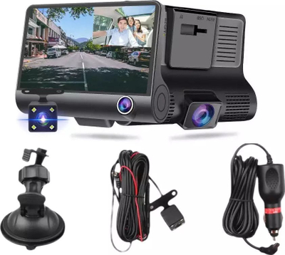 Камера за безбедност за автомобил RoGer 3in1, 3 камери, Full HD, 4\", црна