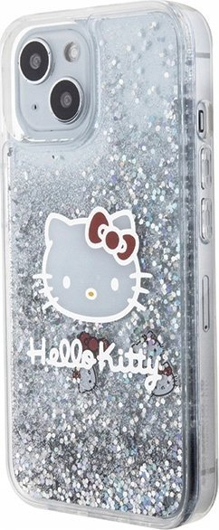 Mbulesë telefoni Hello Kitty HKHCP14SLIKHET për iPhone 14 6.1", hardcase TPU, efekt liquid glitter, argjend