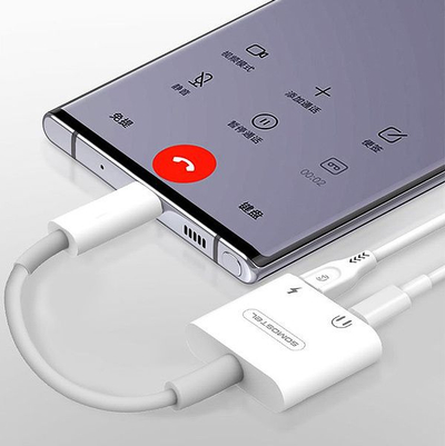 Адаптер USB C Somostel SMS-BZ06, 2 порти USB C, аудио и полнење, бел
