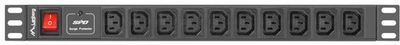 Rrymëndarës kabineti Lanberg PDU-10I-0200-IEC-BK, 19" 1U, 10x IEC C13, 2m, i zi