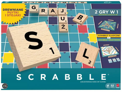 Loja tavoline Scrabble Mattel, pllaka druri, familjare, shumëngjyrëshe