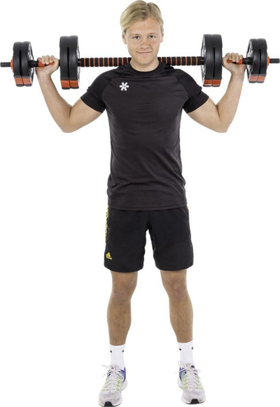 Set dambellash dhe shufre Pure2Improve Hybrid, 40kg, i zi