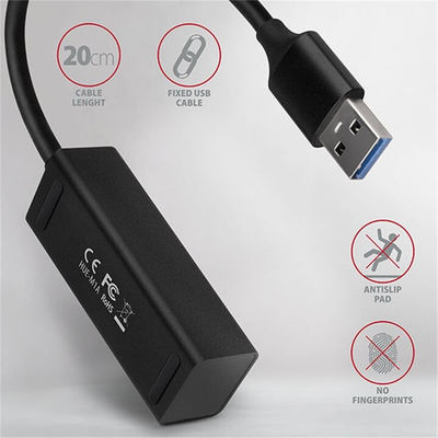 Mini Hub AXAGON USB-A 3.2 Gen1 - 4 porta USB-A, 5 Gbit/s, OTG, 20 cm, i zi