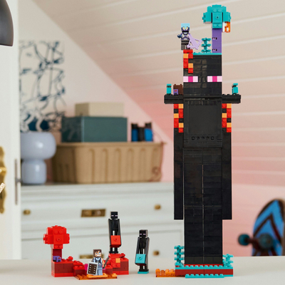 Lodër ndërtuese LEGO Minecraft The Enderman Tower, set aksioni, për fëmijë, shumëngjyrëshe