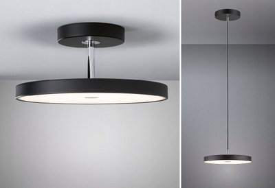 Lampë tavani Paulmann Hildor LED, 40cm, 3-step dimming, e zezë matt