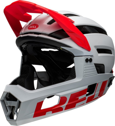 Helmetë çiklizmi Full Face Bell Super Air R Mips Spherical, MTB, e bardhë infrakuqe mat me shkëlqim