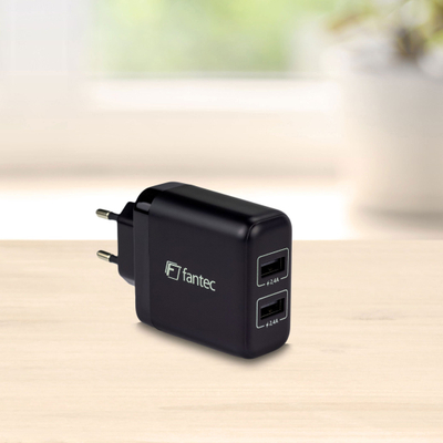 Karikues muri FANTEC SC-A224, 24W, 2x USB QC, i bardhë