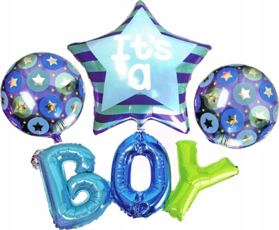 Set dekor balonash Chengyi Balloon Baby Shower, It’s a Boy It’s a Girl, 4 copë, shumëngjyrësh