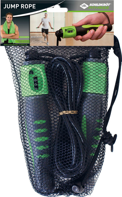 Litar kërcimi Schildkröt Jump Rope me numërues, doreza ergonomike, jeshile me të zezë