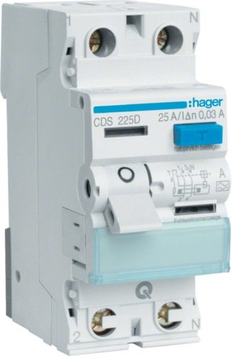 Ndërprerës diferencial Eaton CDS225D, 2 polsh, 25A 30mA, 6kA