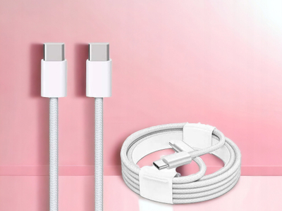 Kabllo USB C në USB C për iPhone 15, 2 metra, i gërshetum, i bardhë