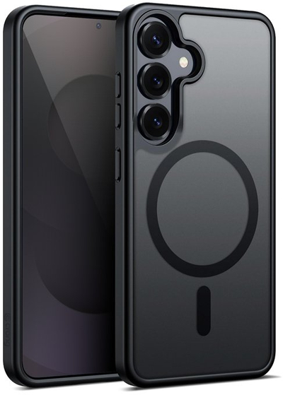 Mbrojtëse telefoni Crong Hybrid Matte Magnetic, MagSafe, për Samsung Galaxy S25, e zezë